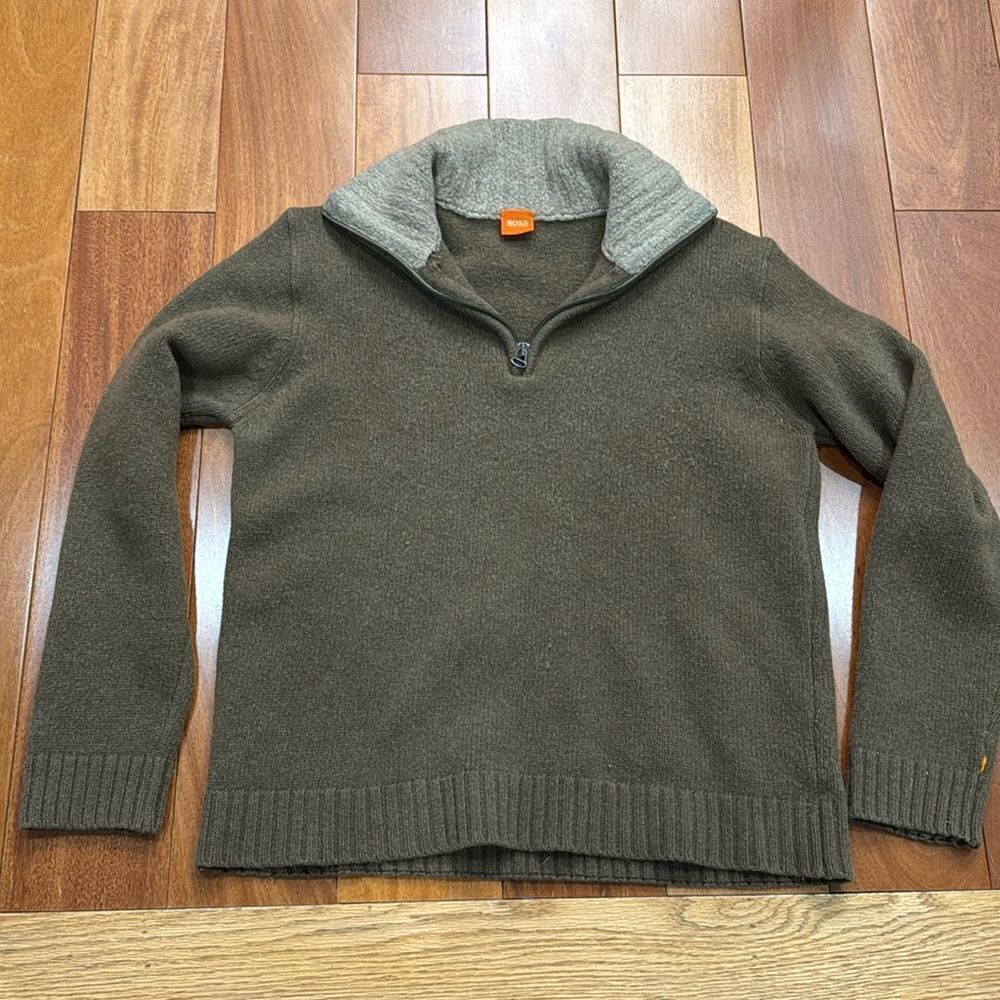 Boss Hugo Boss Men’s Zip Neck Wool Sweater Size M‎